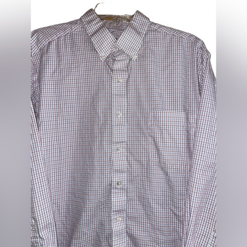 Club Room Men’s Checked Dress‎ Shirt Americana Cotton Regular Fit 17.5 34/35